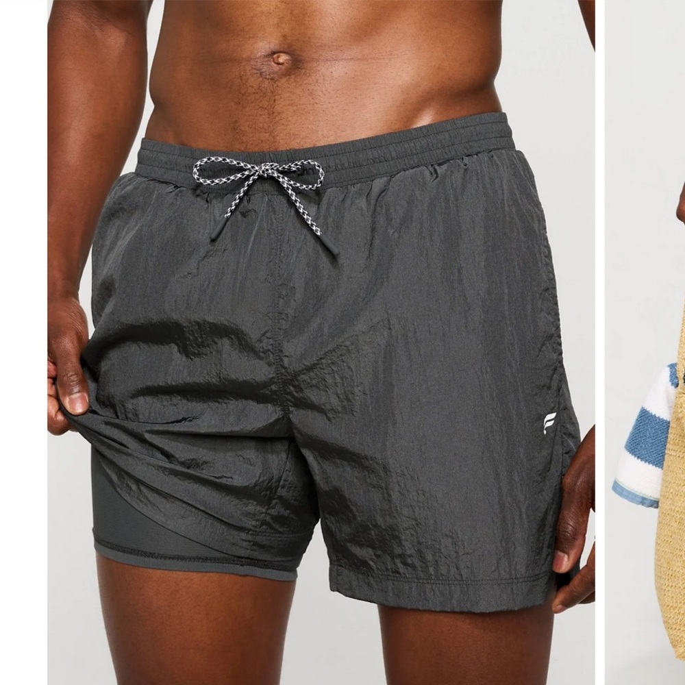 Fabletics Men’s Onyx Crinkle The Swim Trunk 5” Lined